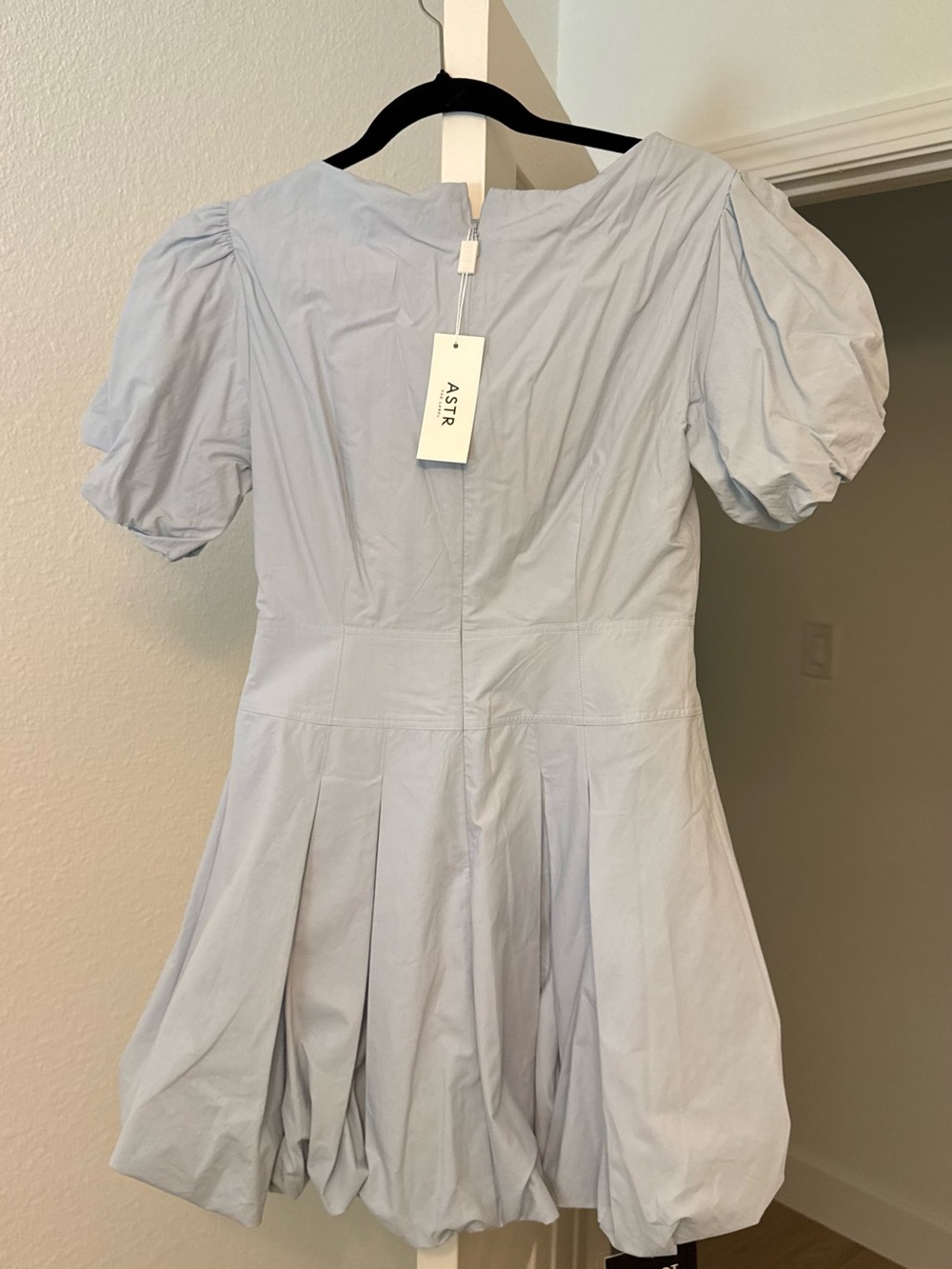 Astr Light Blue Puff Sleeve Party Dress for Kids